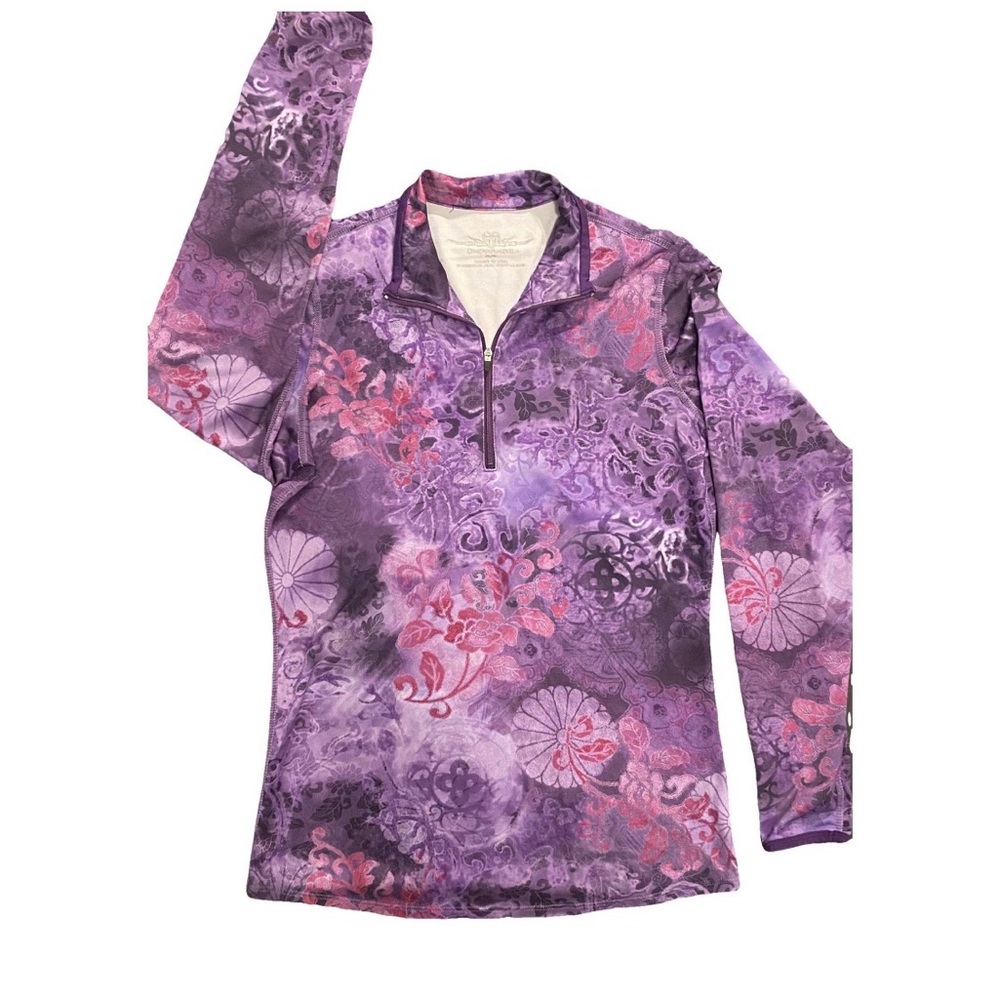 SNOW ANGEL Performance Base Quarter-Zip Pullover Jacket Purple Floral Size Small